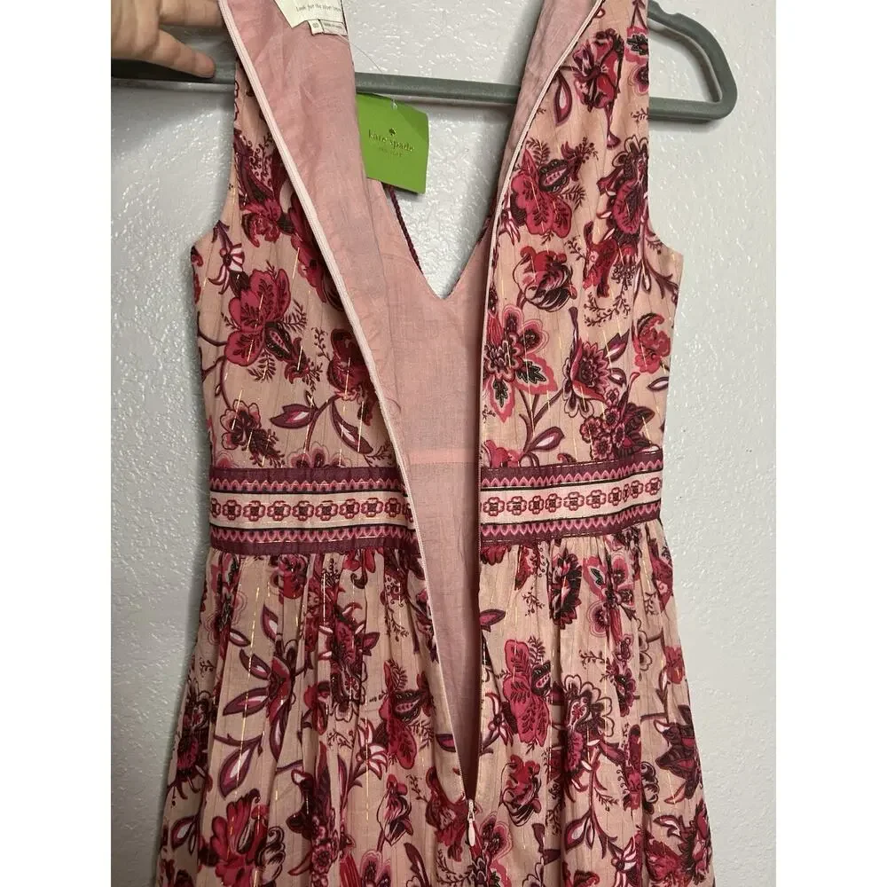 KATE SPADE New York Sleveless Pink Paisley Blossom Dress Classy Feminine Size 00